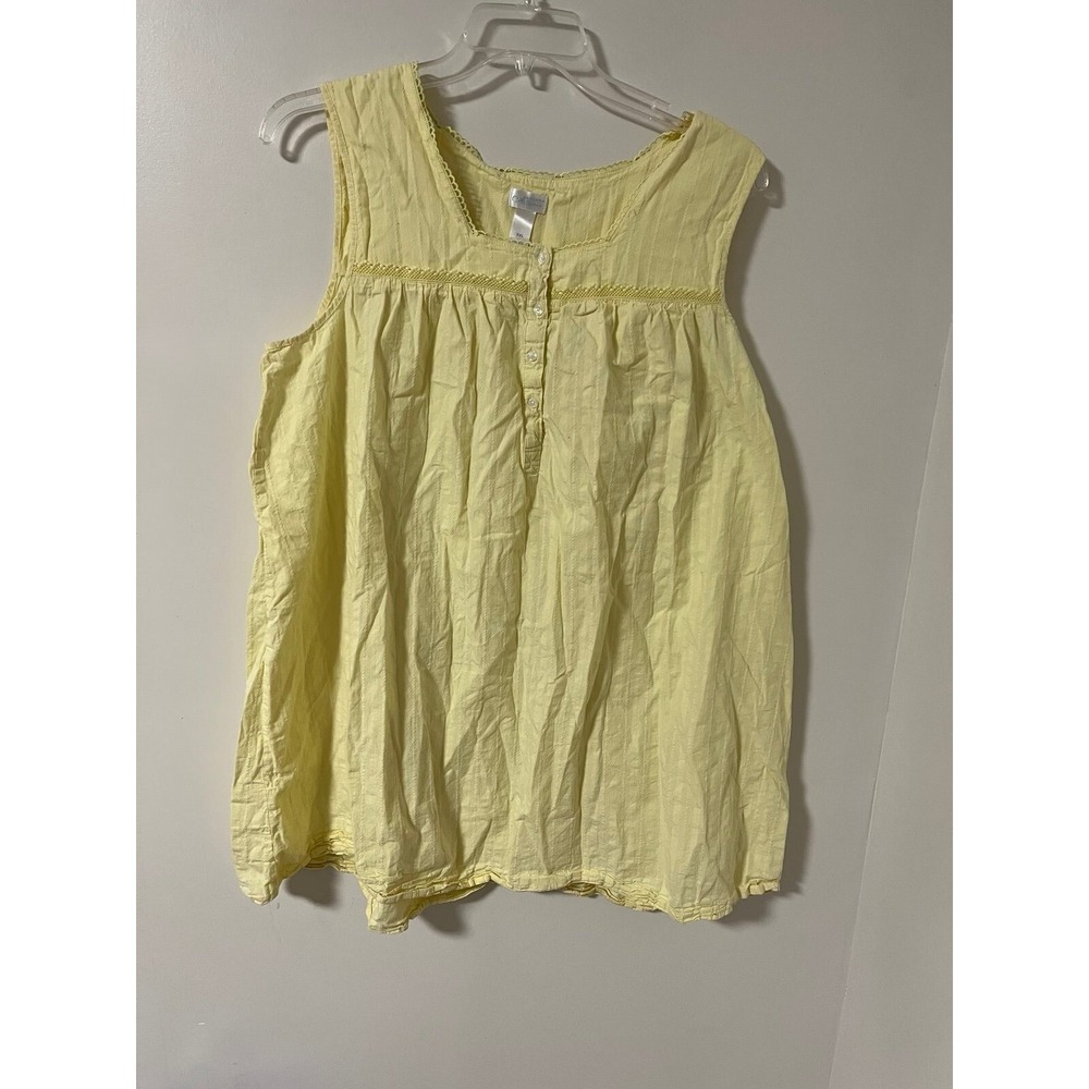 Women's Sleeveless Cotton Pajama Top - Light Yellow